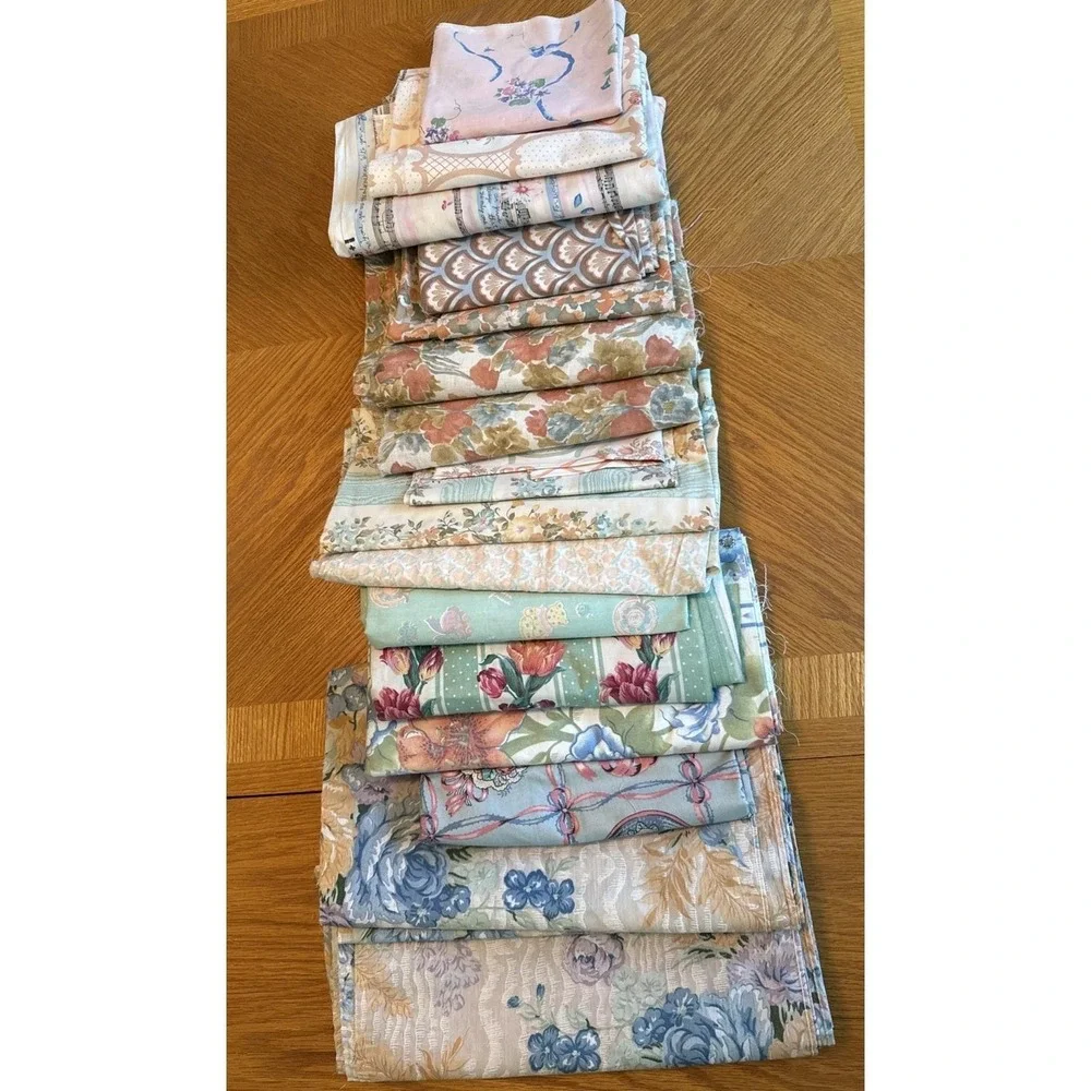 Vintage Fabric Lot French Country Cottagecore Floral Shabby Chic 80s 90s Pastels